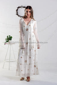 Robe Maxi brodée pour femme, tenue de soirée élégante avec manches à volants, modèle bohémien, idéale pour les grandes occasions - Product Image 2