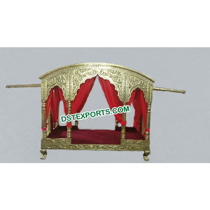 Boda india tradicional Palki Doli Golden Carved Doli para la entrada nupcial EE. UU. - Product Image 1