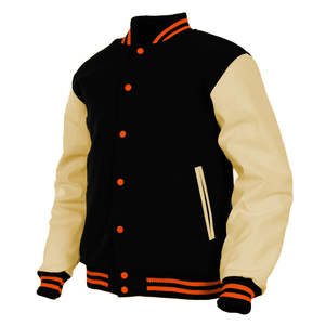 Chaqueta Varsity de Invierno Ecológica Personalizada para Hombre, Tallas Grandes, Fabricante OEM, Marca Privada, Cuerpo de Lana, Mangas de Cuero, Estilo Béisbol - Product Image 1