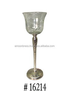 Bougeoir en aluminium avec abat-jour en verre - Product Image 6