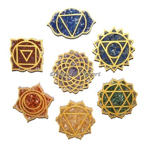 Ensemble de sous-verres en agate orgone sculptée, à sept chakras, pour la libération d'énergie positive, idéal pour la cuisine, l'hôtellerie et le Feng Shui (vente en gros) - Product Image 1
