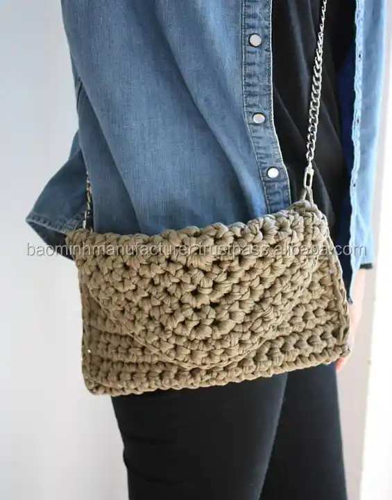 chunky knit crossbody crochet yarn bag
