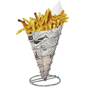 Panier à cône en argent de haute qualité, support en métal galvanisé, décoratif de cuisine - Product Image 3