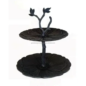 2 Tier Wedding Cake Stand Boomstam Ontwerp Vouwen Cupcake Candy Stand Aluminium Metal Cake Stand Voor Christmas Party