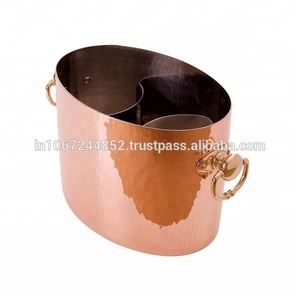 Tina de vino de metal martillado festoneado, cubo de hielo de cobre sólido, accesorios de vasos de metal sostenibles para hoteles y bares - Product Image 2