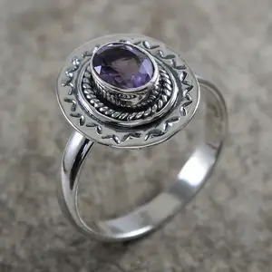 925纯银戒指正品紫水晶宝石戒指首饰
