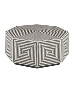 Ensemble de table basse ronde avec incrustation d'os - Product Image 4