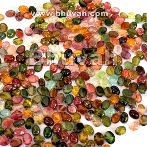 Cabochons lumineux en set de 12 pièces, produit de qualité brillante, multitourmaline naturelle, très bonne qualité - Product Image 2