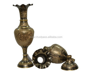 Kashmiri-jarrón grande de latón desmontado, jarrón grande de latón, jarra de martán, jarrón de latón de cuello largo, lámpara de cobre hecha a mano - Product Image 1