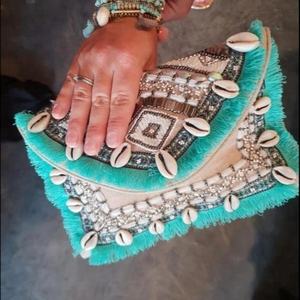 Bolso de mano con borlas para mujer, bolsa de mano con borlas, estilo bohemio, gitano, indio - Product Image 3