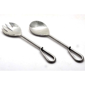 Serveur de salade en acier inoxydable, Style coréen, Design créatif, poignée à nœud, cuillère à gratter, cuillère de service de salade - Product Image 2