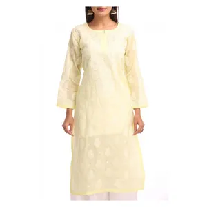 lucknow Chikan kurtis 100% hand embroidered Direct Factory Price Traditional Women's Fashion Latest Fashionable Designer Office