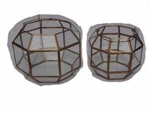 Terrario de cristal moderno para decoración interior del hogar con diseños geométricos, contenedor de latón con lados metálicos para exhibición de plantas suculentas de helecho - Product Image 2