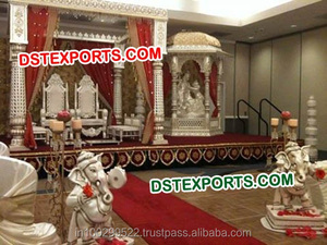Mandap de fibra de cristal tallada para boda india, color dorado y rosa - Product Image 3