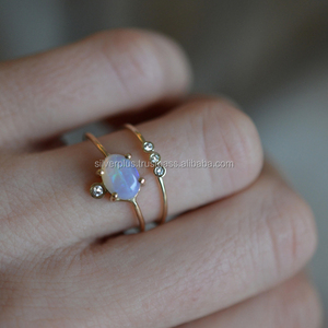 แหวนหมั้นเพชรโอปอลแท้ทองคําเหลือง 14K ของแท้ผู้ผลิตขายส่งผู้จัดจําหน่ายเครื่องประดับทอง - Product Image 3