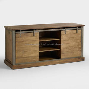 Gabinetes de sala de estar de madera maciza Muebles de almacenamiento de puerta de granero de uso general para el hogar - Product Image 1