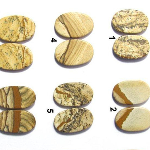 Cabujón de jaspe con imagen natural, piedra preciosa suelta para hacer joyas, forma ovalada, pares a juego de calidad increíble - Product Image 1