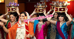 Hermoso decorado olla para Haldi ceremonia última boda Mehroon luz equipado Jaggo boda oro Embrodry Gagar - Product Image 3