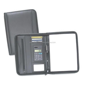 Custom A4 Conference Folder Zippered Folio <b>Case</b> Leather Business <b>Portfolio</b> Organizer - Product Image 1
