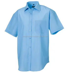 2022 Custom Korte Mouw 100% Katoen Mode Zomer Mannen Slim Fit Oxford Spinning Korte Mouw Shirts Mannen Effen kleur Shirt