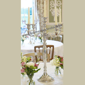 Candélabre de table de mariage à cinq bras de style Ins fait à la main couleur personnalisée taille aluminium métal cristal décor pour la décoration de la maison-Alam - Product Image 1