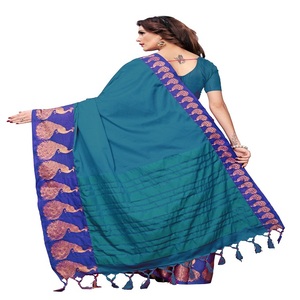 ผ้าโสร่งสำหรับผู้หญิงผ้าคอตตอนสีอ่อนหลากสีสองสีแนวอินเดียใต้ (สีเขียวเข้มเครื่องแต่งกาย500แฟชั่นดีไซน์เอง - Product Image 2