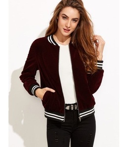 Varsity ลาย Velvet Bomber แจ็คเก็ต/เพชรผ้านวมกำมะหยี่แจ็คเก็ต/กำมะหยี่แฟชั่นสตรีกำมะหยี่แจ็คเก็ตเบสบอล - Product Image 5