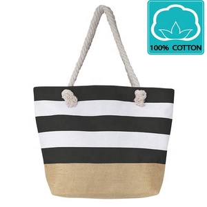 Grand sac à bandoulière en toile pour femmes, couleurs assorties, fourre-tout de plage tendance, fourre-tout de plage d'été - Product Image 4