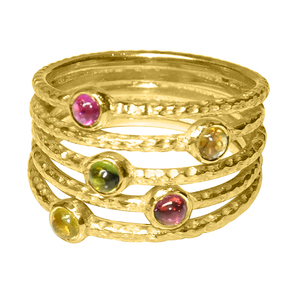 สวยหลายทัวร์มาลีนสเตอร์ลิงชุบทองเกลียวแหวนพลอย - Product Image 1