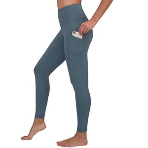 Leggings de Yoga de Cintura Alta, Largos, de Color Sólido, con Bolsillos, Diseño Sin Costuras y Elástico en Cuatro Direcciones para Mujer - Product Image 1