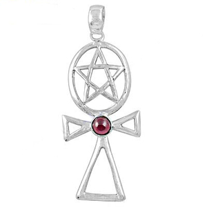 Nuevos Productos Clásicos y Modernos para Regalo, Colgante Clásico de Dos Tonos en Plata de Ley 925 con Gema de Granate de Forma Irregular, Venta al Por Mayor - Product Image 1