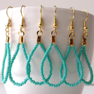 ต่างหูเพื่อนเจ้าสาว ต่างหูสีเทอร์ควอยซ์แฮนด์เมดแฮปปี้เนส - Product Image 1