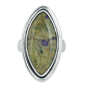 Anillo de piedras preciosas de atlantita Natural de Plata de Ley 925, joyería clásica, anillo de moda Chapado en plata para unisex. - Product Image 1