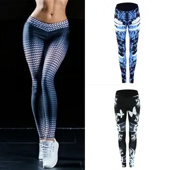 Legging Regang untuk Wanita, Celana Legging Olahraga Motif Sublimasi Panjang Penuh Lycra, Celana Yoga dan Gym untuk Wanita