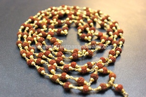 Rudraksha Gold Plated Sterling Silver Premium Mala Beads Necklace-<b>Gift</b> - Product Image 2