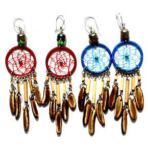 Cuentas de semillas tropicales hechas a mano y pendientes de gota de red de araña de colores joyería de moda Joyas para la venta - Product Image 1