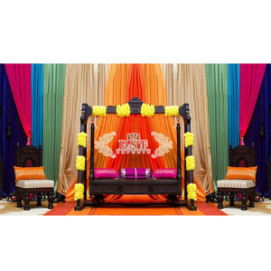 Jaula musulmana de madera de estilo tradicional, conjunto de muebles antiguos de estilo indio, decoración de columpio para boda - Product Image 1