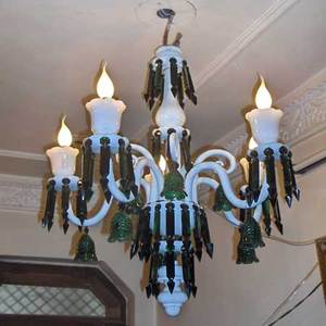 Lámpara colgante de techo blanca moderna, candelabro de cristal contemporáneo de hierro con control de interruptor para instalación de habitación de Hotel - Product Image 4