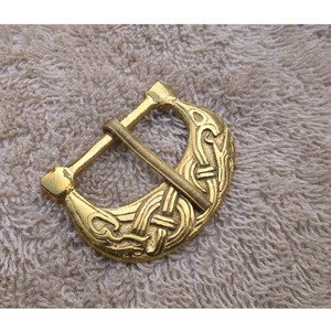 Boucle en laiton à ardillon, style médiéval gothique viking, sans nickel, motif Tigre, pour personnalisation de petites sangles, modèle TT-1118 - Product Image 1