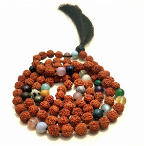 Collier Mala de perles de prière bouddhiste Rudraksha 108, pierres de cristal de guérison, pierres naturelles, offre spéciale - Product Image 1