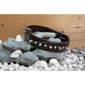 Collar de perro de cuero de alta calidad hecho a mano de lujo hebilla de plata personalizado patrón sólido collares para mascotas remache decorado - Product Image 5