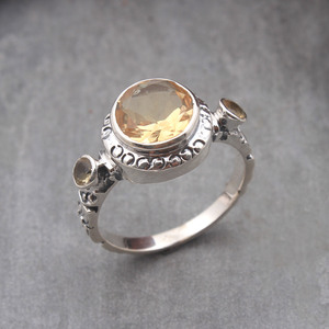 หินอัญมณีสีเหลืองเหลี่ยมเพชรพลอย925แหวนเงินสเตอร์ลิงเครื่องประดับขายส่ง - Product Image 1