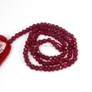 Cuentas redondas facetadas de 4mm de ágata Roja india, 14 pulgadas de longitud, 42,35 cts, ajuste de joyería - Product Image 2