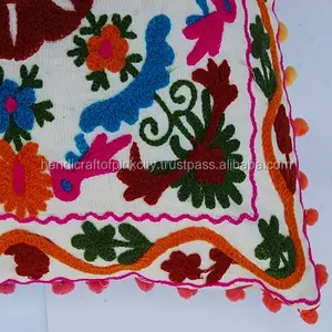 Fodera per cuscino Suzani ricamata a mano indiana fodera per cuscino Suzani con ricamo in lana stile Uzbekistan