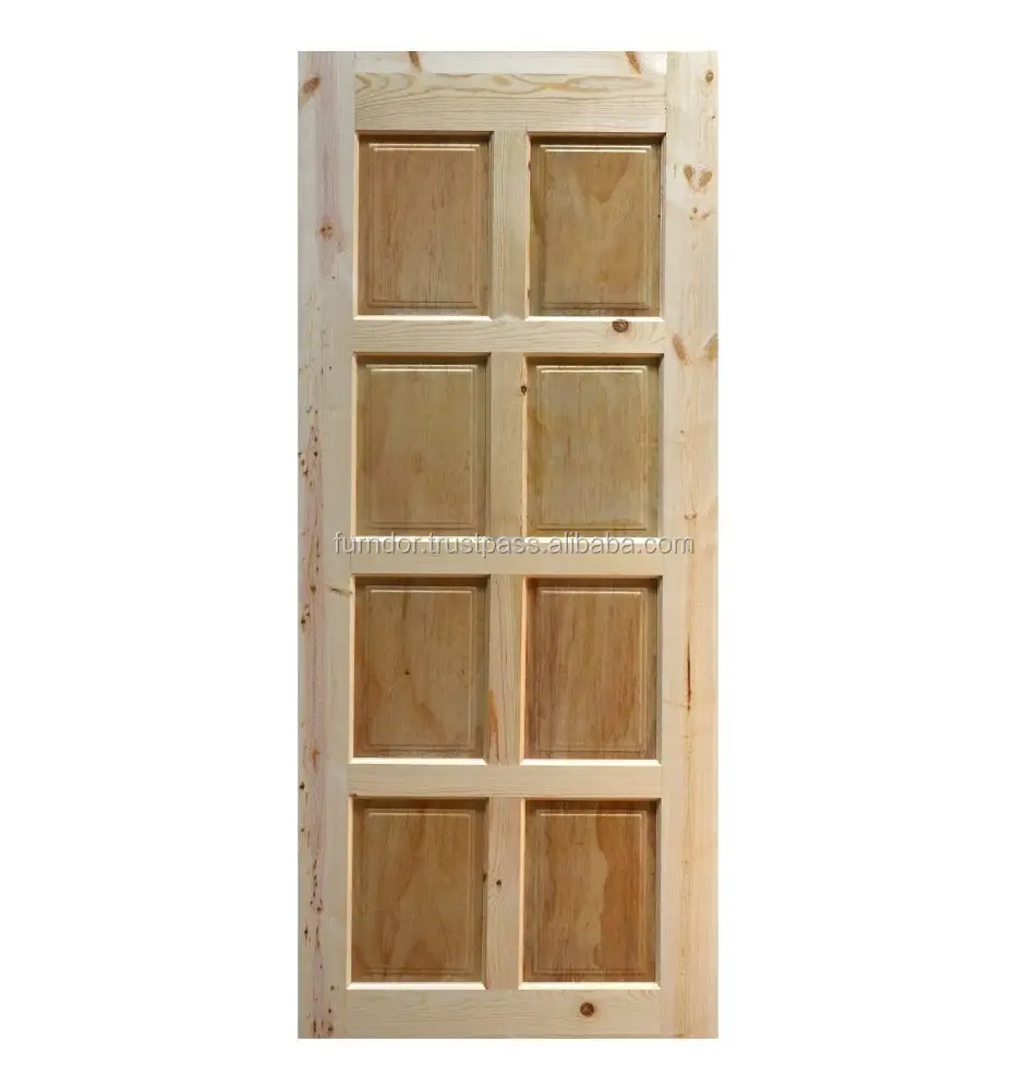 Nuovo arrivo produttore di mobili venditore consigliato progetto interno di pino nodoso Design a 8 pannelli porta in legno battente stile aperto