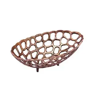 현대적이고 매력적인 황금 금속 조각 디자인 장식 그릇 로고 인쇄 허용 세련된 멋진 빈티지 그릇