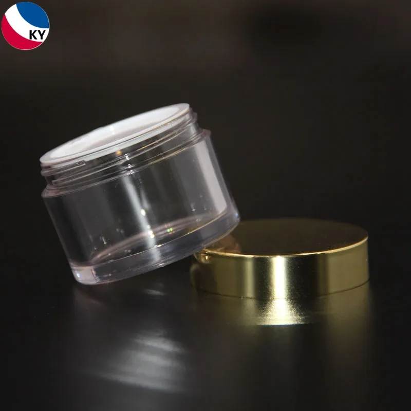 Qualität Strukturierte Kosmetik Gesicht Creme Verpackung Container Dickwandige Material Runde Gold 1 unze Pet Kunststoff Glas Mit Deckel