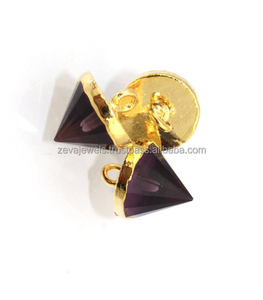 Pendentif en argent fait main connecteur améthyste violet naturel connecteur en laiton à pointe d'or-bijoux à breloques à prix raisonnable - Product Image 4