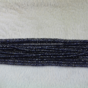 Iolite Gemstone Facettes Rondelle Perles 8mm Noir Micro Pierres De Guérison Cristaux Lâches pour La Fabrication De Bijoux - Product Image 4