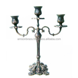 Candelabro hecho a mano de diseño de lujo Candelabro de 3 brazos de aluminio sólido plateado - Product Image 3